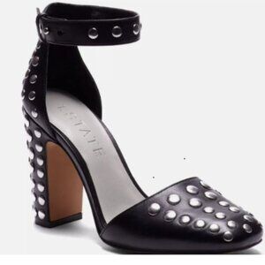 1.STATE Rida Women’s Size 8M Black Leather Studded Ankle Strap Pumps